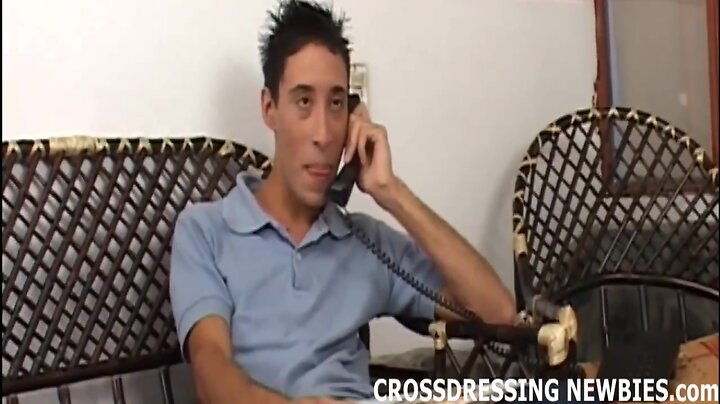 Having hot phone sex while crossdressing