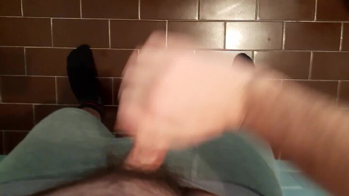 Private pleasure: bathroom solo with cum-shot and not cut dicks amateurish handjob
