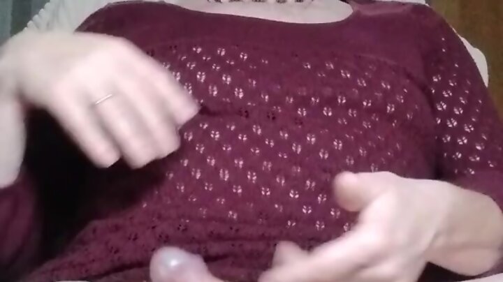 Amateurish sissy gets perverted in home-made handjob solo - fetish fun with mature milky surprise crossdressers home-made solo fetish mature petite penis milky