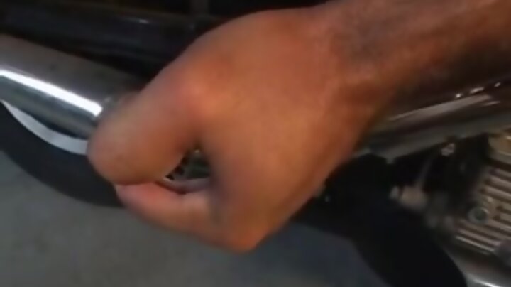 Leather biker fucks tight bum
