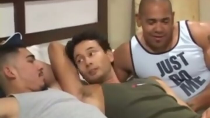 trio INTERRACIAL guys DOUBLE fuckin` BAREBACK BB